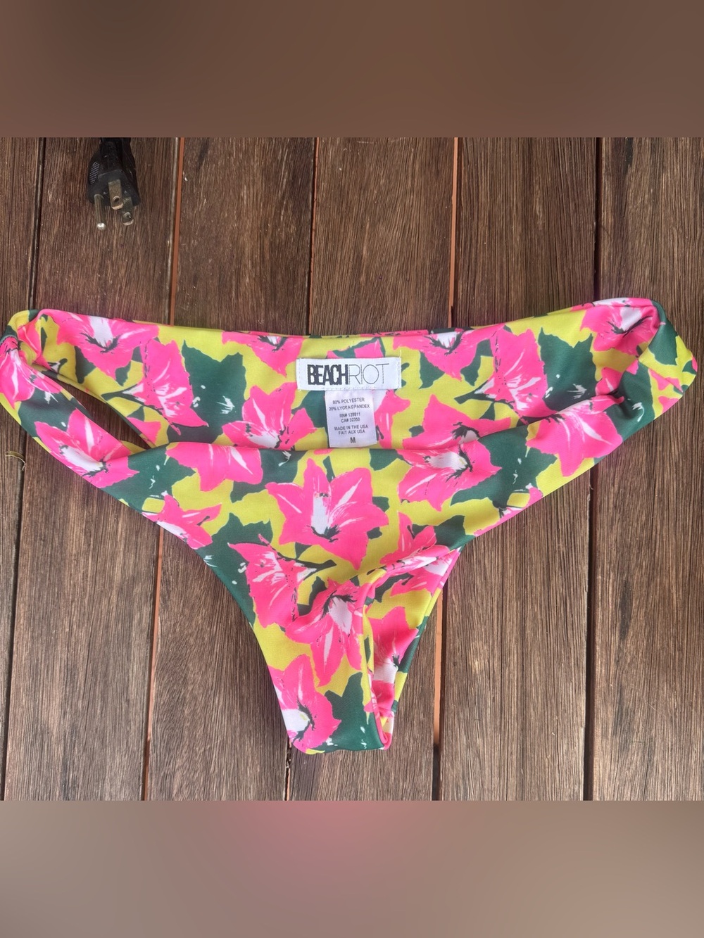 Beach Riot Neon Pink Floral Bikini Bottoms size M